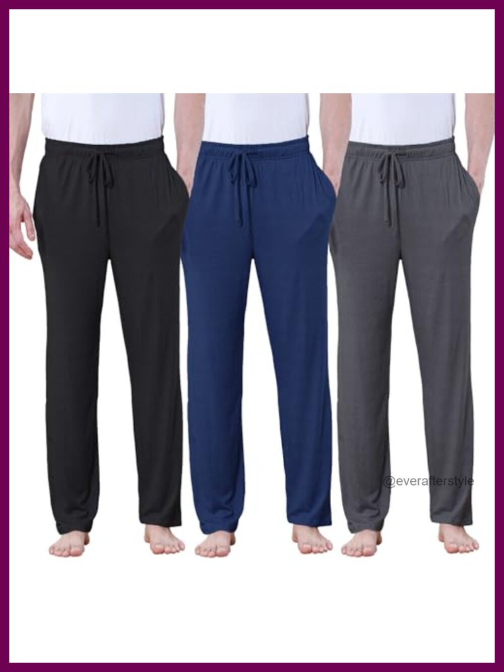 Men's Lightweight Pajama Pants Soft Lounge Sleep Joggers Drawstring Pockets